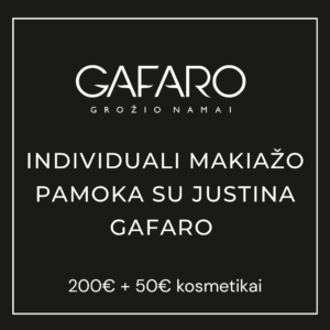 Individuali makiažo pamoka su Justina Gafaro + 50 eurų kuponas produktams įsigyti