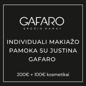Individuali makiažo pamoka su Justina Gafaro + 100 eurų kuponas produktams įsigyti